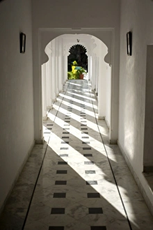 Hall Way Prints: Sunlight on Moghul style passageway, Udaipur, Rajasthan, India, Asia