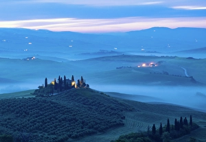 Pastoral Prints: Sunrise over Belvedere, Val d'Orcia, UNESCO, Tuscany, Italy