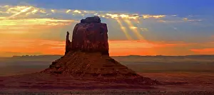 Territory Prints: Sunrise over the butte in Monument Valley