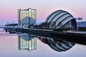 Arena Prints: Sunrise at The Clyde Auditorium (the Armadillo), Glasgow, Scotland, United Kingdom