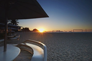 Sun Shade Prints: Sunrise on Copacabana beach, Rio de Janeiro, Brazil, South America