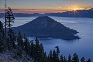 Wizard Island Prints: Sunrise over Crater Lake and Wizard Island