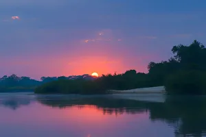 Brazilian Prints: Sunrise over Cuiaba River, Pantanal, Mato Grosso State, Brazil, South America