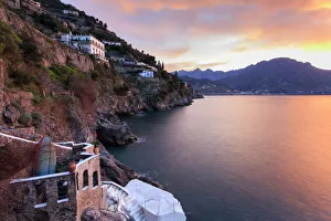 Campania Prints: Sunrise, dawn on the Costiera Amalfitana (Amalfi Coast), view towards Maiori, UNESCO
