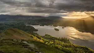 Moody Sky Gallery: Sunrise over Derwentwater from the ridge leading to Catbells in the Lake District National Park