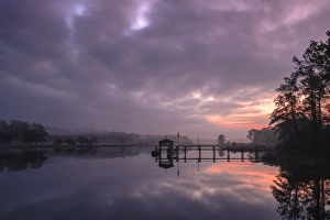 North Carolina Prints: Sunrise and dock on intracoastal waterway