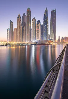 High Rises Prints: Sunrise in Dubai Marina, Dubai, United Arab Emirates, Middle East