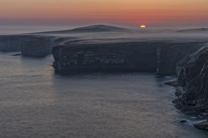 County Clare Prints: Sunrise and fog, Loop Head, County Clare, Munster, Republic of Ireland, Europe