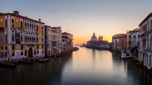 Domed Prints: Sunrise at the Grand Canal, Venice, UNESCO World Heritage Site, Veneto, Italy, Europe