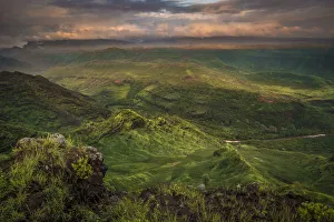 Kauai Prints: Sunrise over the green southern end of Waimea Canyon in the spring, Kauai, Hawaii