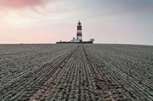 Lighthouse Gallery: Sunrise at Happisburgh Lighthouse on a frosty morning, Happisburgh, Norfolk, England