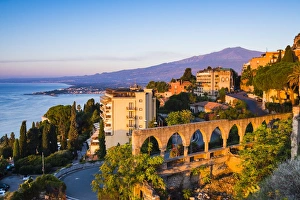 Mount Etna Prints: Sunrise hitting the top of Mount Etna volcano
