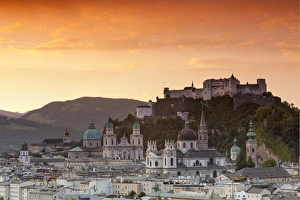 Alt Stadt Prints: Sunrise over Hohensalzburg Fortress and Alt Stadt