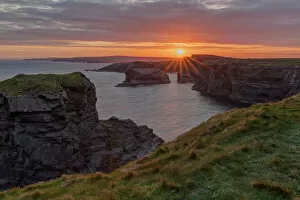 Glowing Gallery: Sunrise, Kilkee Cliffs, County Clare, Munster, Republic of Ireland, Europe