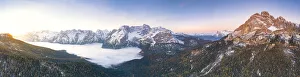 Pine Tree Prints: Sunrise over Lake Misurina covered by clouds, Monte Cristallo