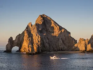 Sunrise light paints Lands End at Cabo San Lucas, Baja California Sur, Mexico, North