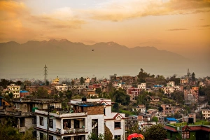 Bhaktapur Prints: Sunrise over the medieval village of Bhaktapur (Bhadgaon), Kathmandu Valley, Nepal, Asia