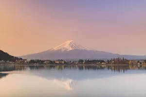 Typically Japanese Gallery: Sunrise over Mount Fuji, UNESCO World Heritage Site, reflected in Lake Kawaguchi, Japan