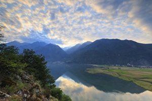 Sunrise on the Natural Reserve of Pian di Spagna, Dascio, province of Como, Chiavenna Valley