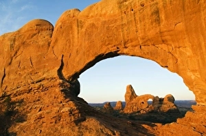 Sunrise on North Arch and Tower Arch in the Windows