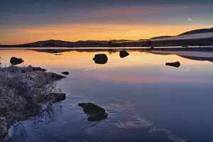 Lochs Prints: Sunrise over Rannoch Moor in winter, Scotland, United Kingdom, Europe