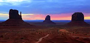 Territory Prints: Sunrise reveals rock formations in Monument Valley, Navajo Indian Territory, Utah, USA