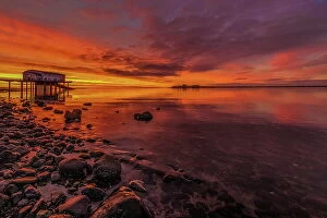 : Sunrise from Roa Island, Rampside, Cumbrian Coast, Cumbria, England, United Kingdom, Europe