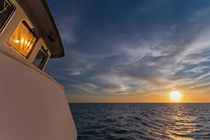 Vessel Prints: Sunrise seen from the bow of a boat near Danzante Island in the Gulf of California