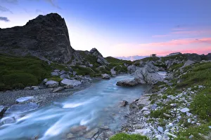 Sunrise at Segnes Hutte, Unterer Segnesboden, Flims, District of Imboden, Canton of Grisons