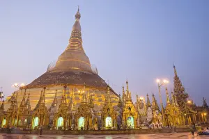 6th Century Prints: Sunrise at Shwedagon Pagoda (Shwedagon Zedi Daw) (Golden Pagoda), Yangon (Rangoon)