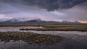 Moody Sky Gallery: Sunrise over snow-covered mountains and lakes in east Iceland, Polar Regions