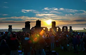Crowd Prints: Sunrise at Summer Solstice celebrations, Stonehenge, UNESCO World Heritage Site