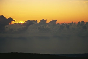 Reunion Prints: Sunrise from summit at 3070m, Piton des Neiges, Reunion, Africa