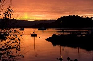 Images Dated 1st November 2008: Sunrise over Tobermory Harbour and Calve Island in the Sound of Mull, Tobermory