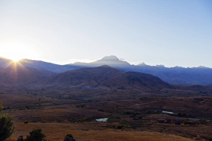 Ambalavao Prints: Sunrise, Tsaranoro Valley, Ambalavao, central area, Madagascar, Africa