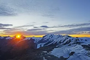 Images Dated 29th August 2011: Sunrise view of Monte Rosa from The Matterhorn, Zermatt, Valais, Swiss Alps, Switzerland, Europe