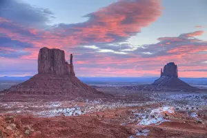 Geological Feature Prints: Sunrise, West Mitten Butte on left and East Mitten Butte on right, Monument Valley