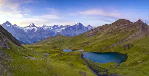 Grindelwald Prints: Sunrise over Wetterhorn, Schreckhorn and Finsteraarhorn from Bachalpsee lake, Grindelwald