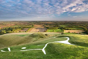 Carved Prints: Sunrise at the White Horse, Uffington, Oxfordshire, England, United Kingdom, Europe
