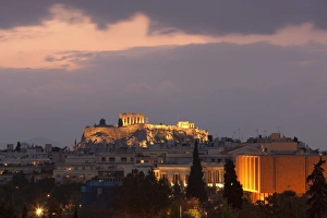 Classical Greek Style Prints: Sunset over the Acropolis, UNESCO World Heritage Site, Athens, Greece, Europe
