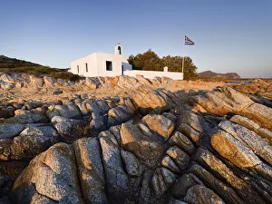Flag Prints: Sunset at Agios Georgios beach, Antiparos, Cyclades, Greek Islands, Greece, Europe
