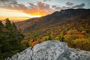 Glowing Gallery: Sunset and autumn color at Grandfather Mountain, located on the Blue Ridge Parkway