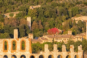 Amphitheatre Prints: Sunset in autumn, Gubbio, Umbria, Italy, Europe