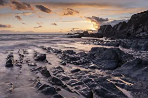 South Hams Prints: Sunset over Ayrmer Cove in the South Hams in autumn, South Devon, England, United Kingdom