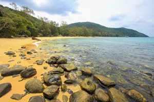 Traditionally Cambodian Prints: Sunset Beach on the quieter west coast of this holiday island, Sunset Beach, Koh Rong