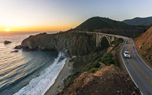 Typically American Prints: Sunset over Bixby Creek Bridge, Big Sur, California, United States of America, North