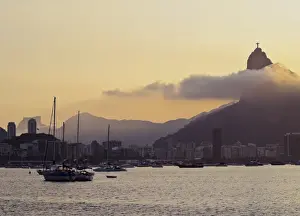 Botafogo Prints: Sunset over Botafogo Bay and Corcovado Mountain viewed from Urca, Rio de Janeiro
