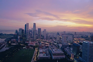 Business District Prints: Sunset over the business district of Singapore
