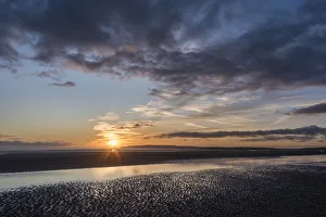 Sunbeam Prints: Sunset, Camber Sands, East Sussex, England, United Kingdom, Europe