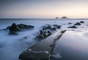 Outcrop Prints: Sunset at Cape Cornwall, Brisons, Cornwall, England, United Kingdom, Europe